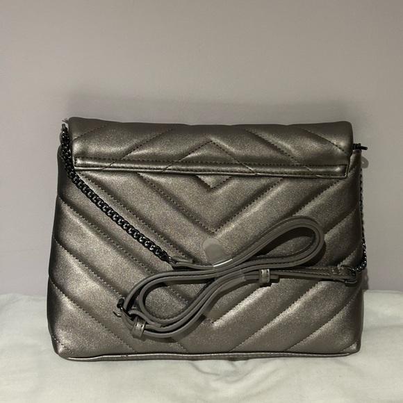 NWT A new day boxy gray metallic quilted purse crossbody bag - Picture 2 of 8